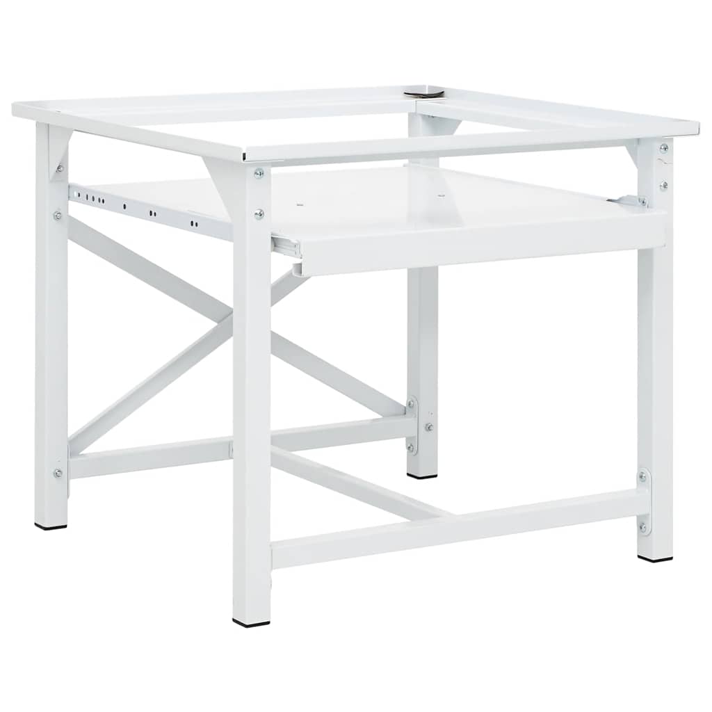 vidaXL Vaskemaskinstativ med uttrekkbar hylle hvit