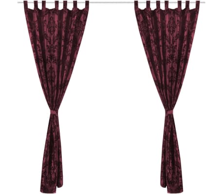 2 Cortinas + alças tafetá barroco 140 x 225 cm vermelho escuro