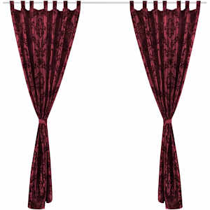 2 Baroko Stiliaus Užuolaidos, Tafta, su Kilpomis, Vyšninės, 140x225 cm