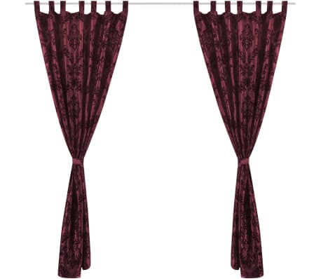 Conjunto 2 cortinas tafetá barroco + alças 140 x 245 cm cor borgonha