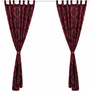 2 Baroque Taffeta Tab Top Curtains 140 x 245 cm Burgundy