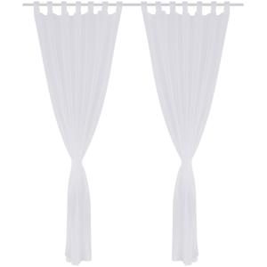 2 Dieninės Užuolaidos, Lino Imitacija, su Kilpomis, Baltos, 135 x 245