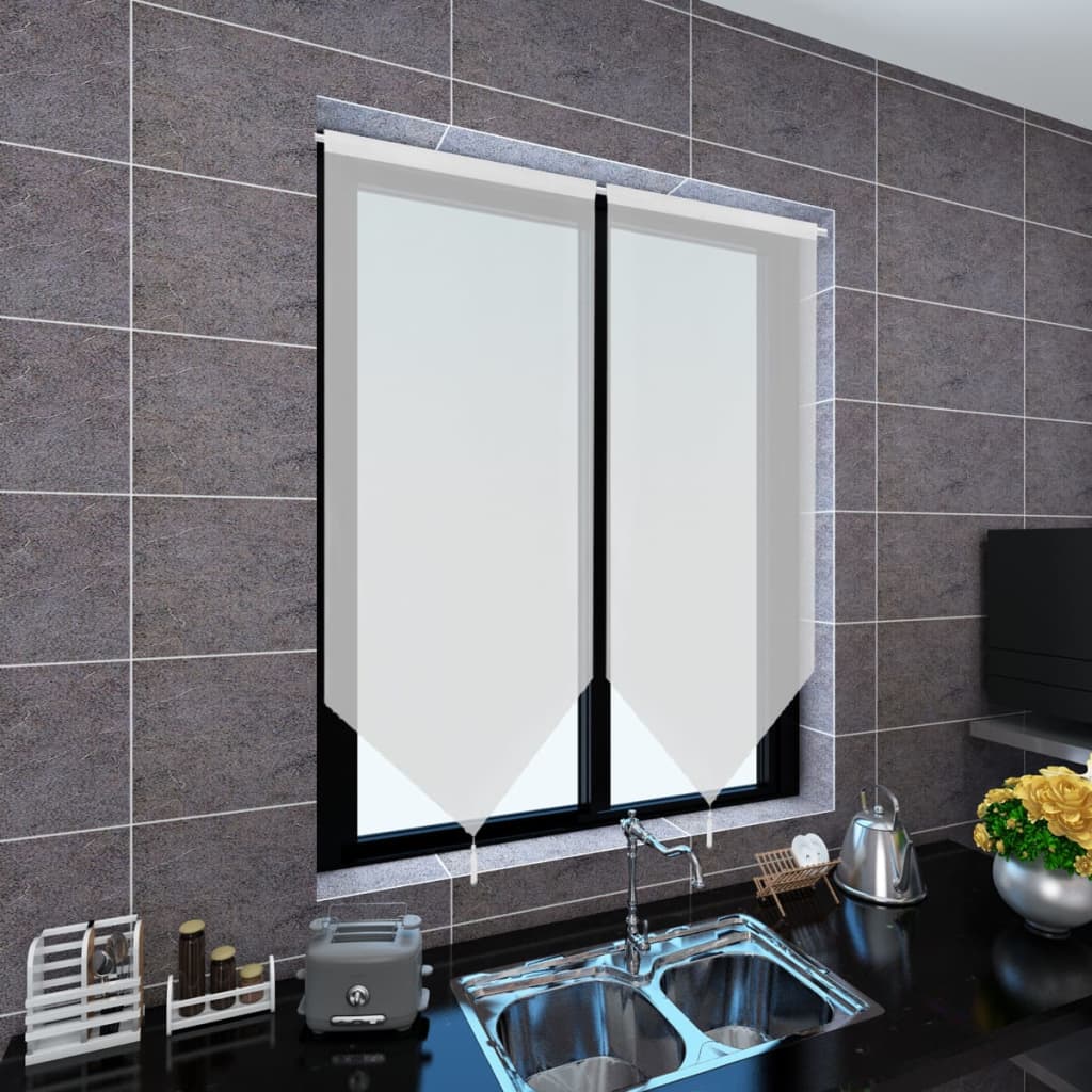 

vidaXL 2 Keukenvitrages linnenachtig 60 x 120 cm wit