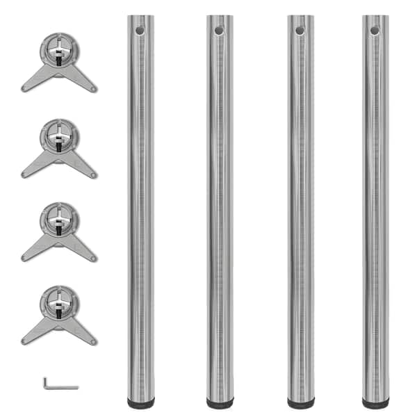 vidaXL Reguleeritava k&otilde;rgusega lauajalad 4 tk, harjatud nikkel, 870 mm