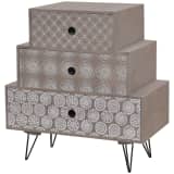 vidaXL Nightstand with 3 Drawers Grey