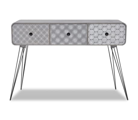 vidaXL Konsollbord med 3 skuffer grå