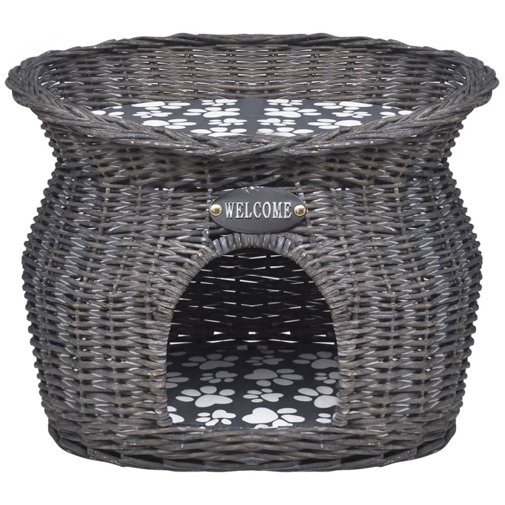vidaXL Kattenbed/huis/krabpaal met kussen wilgen afbeelding