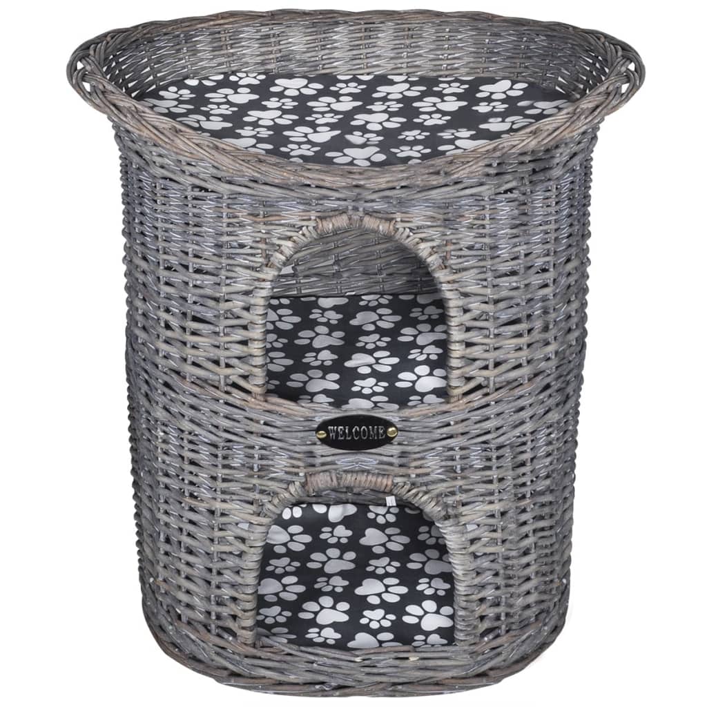 

vidaXL Kattenbed/huis/krabpaal 2-laags met kussen wilgen
