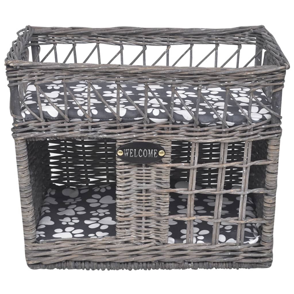 vidaXL Kattenbed/huis/krabpaal met kussen vierkant wilgen afbeelding