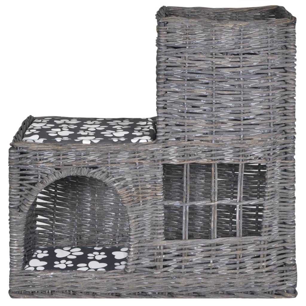 vidaXL Kattenbed/huis/kasteel/krabpaal met kussen wilgen