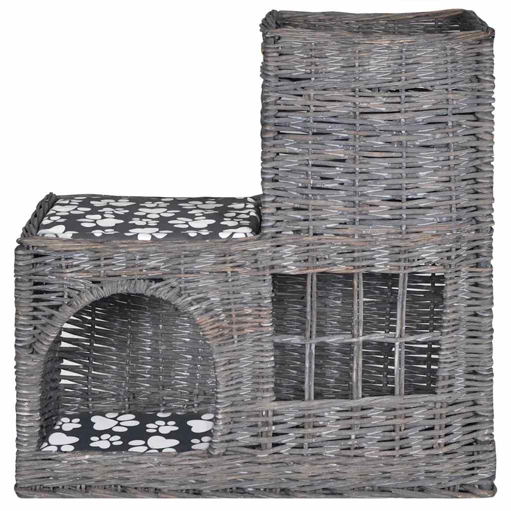 

vidaXL Kattenbed/huis/kasteel met kussen wilgen