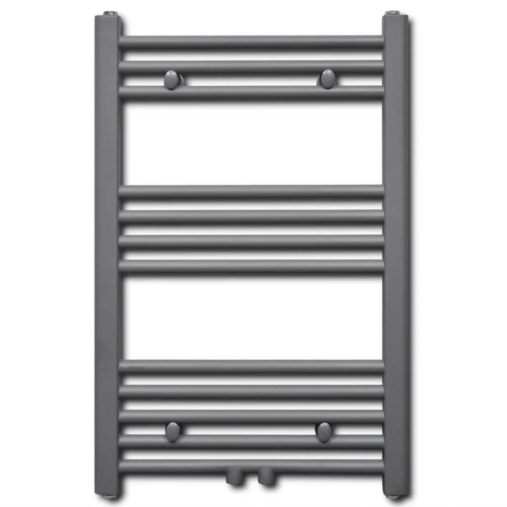 vidaXL Szürke fürdőszobai egyenes törölközőtartó központi fűtéssel 500x764 mm