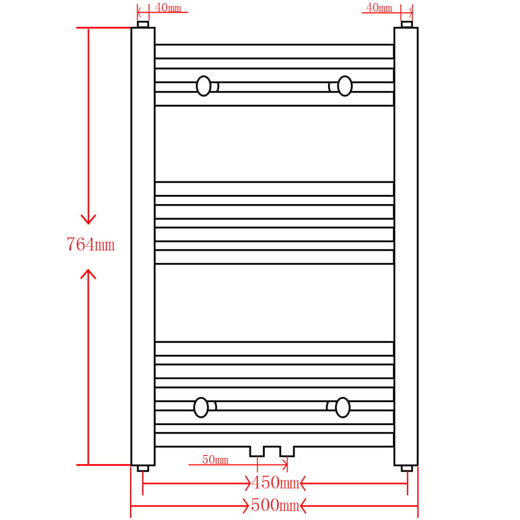 Šedý žebříkový radiátor na ručníky rovný ústřední topení 500x764 mm
