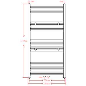 Šedý žebříkový radiátor na ručníky rovný ústřední topení 600 x 1160 mm - obrázek 9
