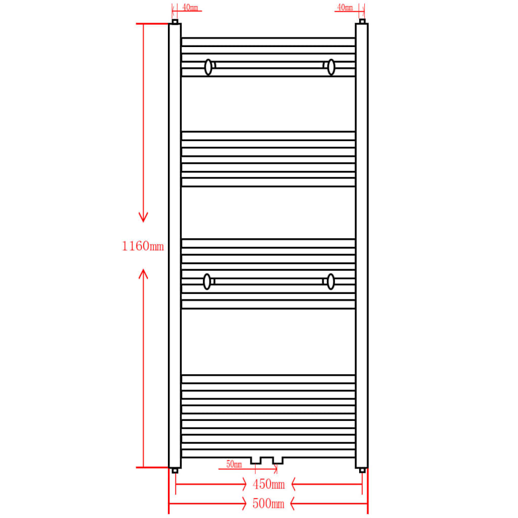 Šedý žebříkový radiátor obloukový ústřední topení 500x1160 mm