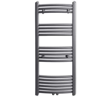 Grey Bathroom Central Heating Towel Rail Radiator Curve 500x1160mm