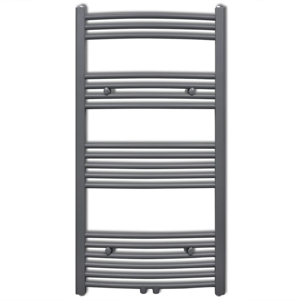 vidaXL Kopalniški radiator z ukrivljenimi cevmi 600x1160 mm siv