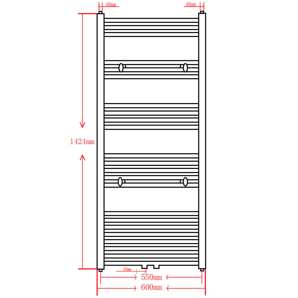 Šedý žebříkový radiátor na ručníky obloukový ústřední topení 600 x 1424 mm
