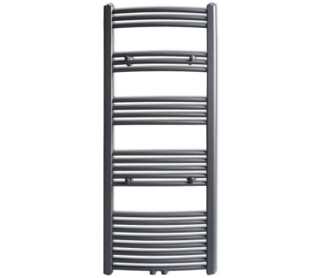 Grey Bathroom Central Heating Towel Rail Radiator Curve 600x1424mm