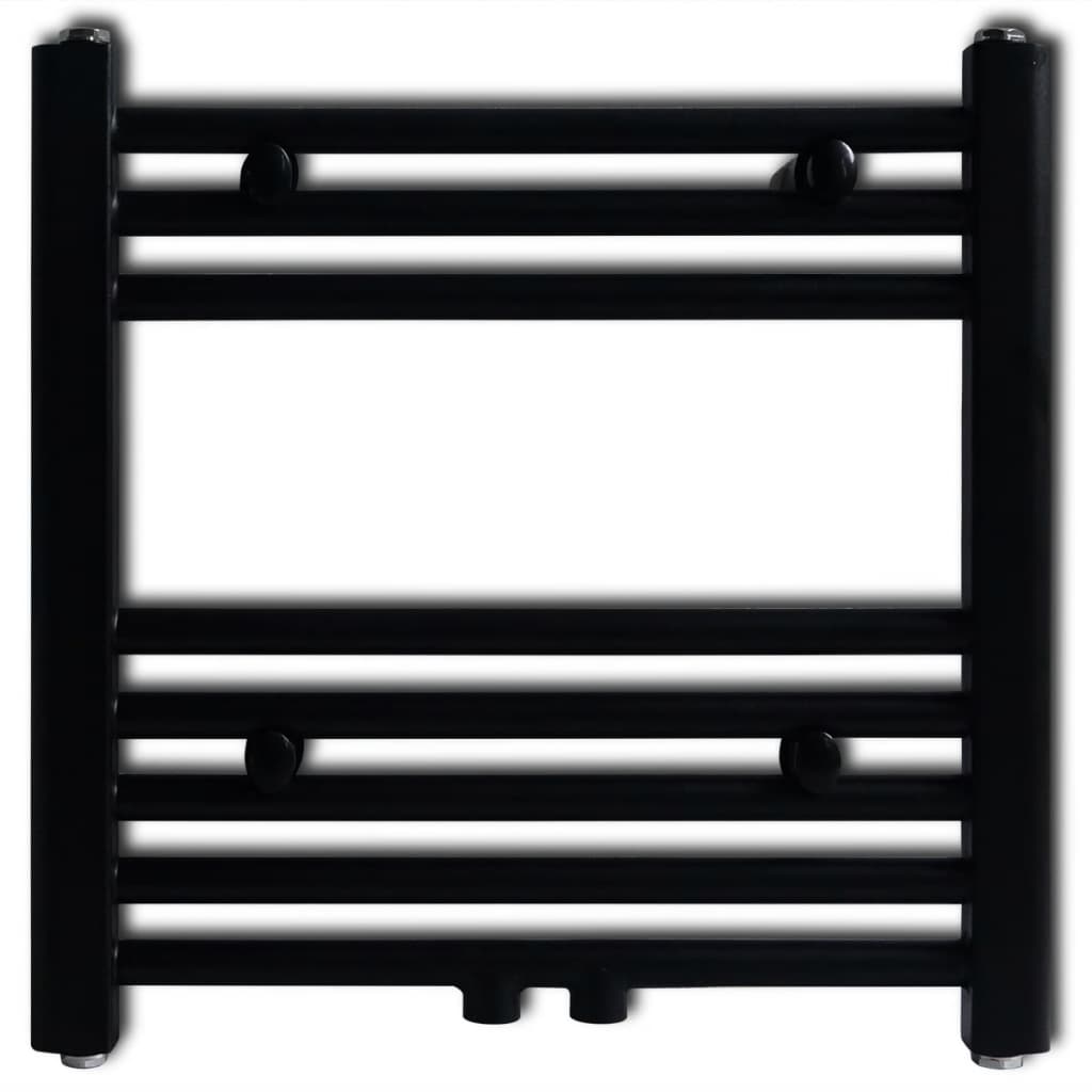 vidaXL Fekete fürdőszobai egyenes törölközőtartó központi fűtéssel 480x480 mm