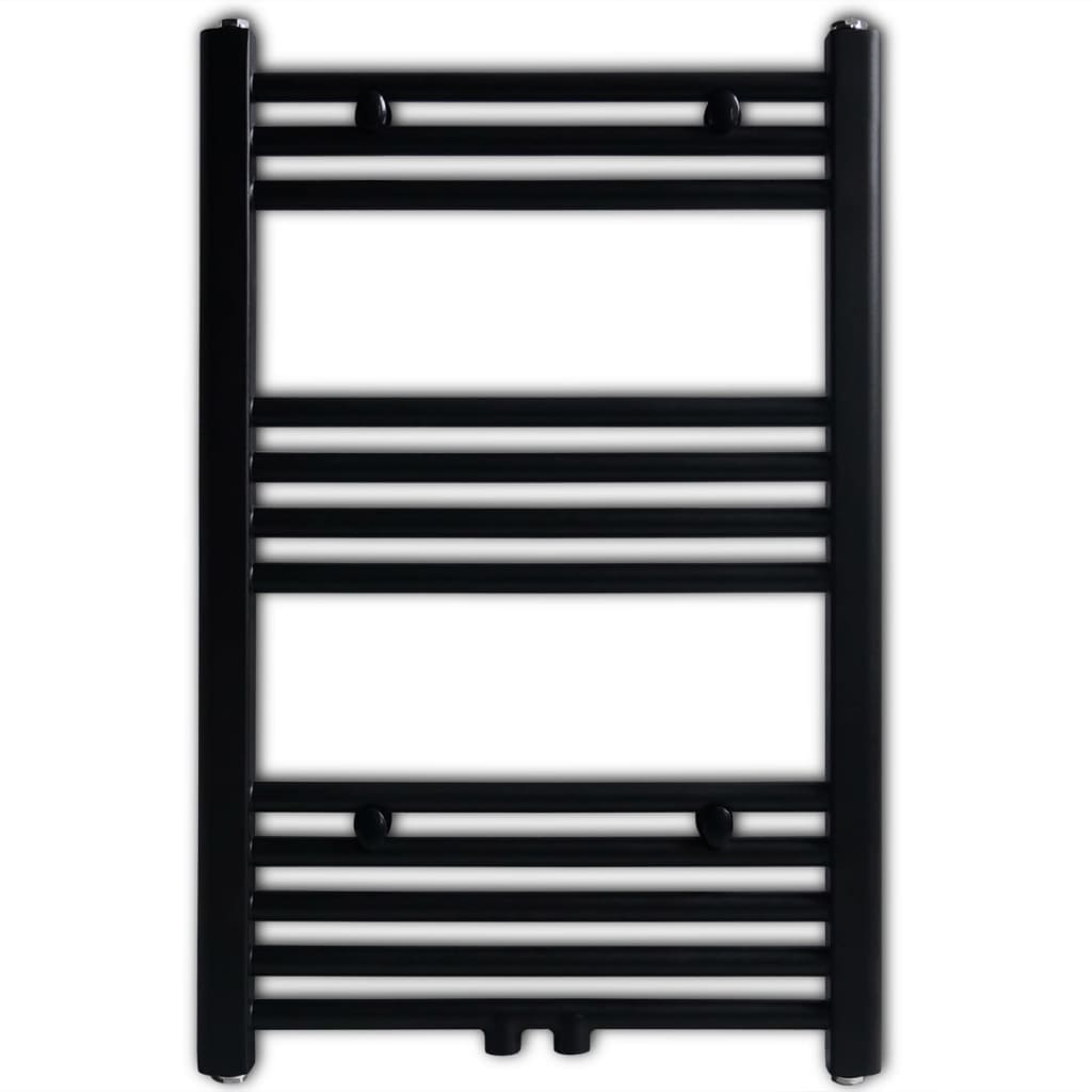 vidaXL Fekete fürdőszobai egyenes törölközőtartó központi fűtéssel 500x764 mm