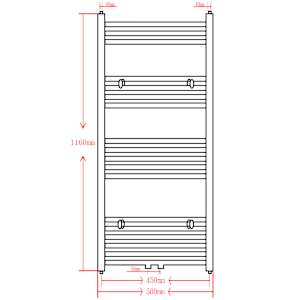 Černý žebříkový radiátor na ručníky rovný ústřední topení 500x1160 mm - obrázek 9