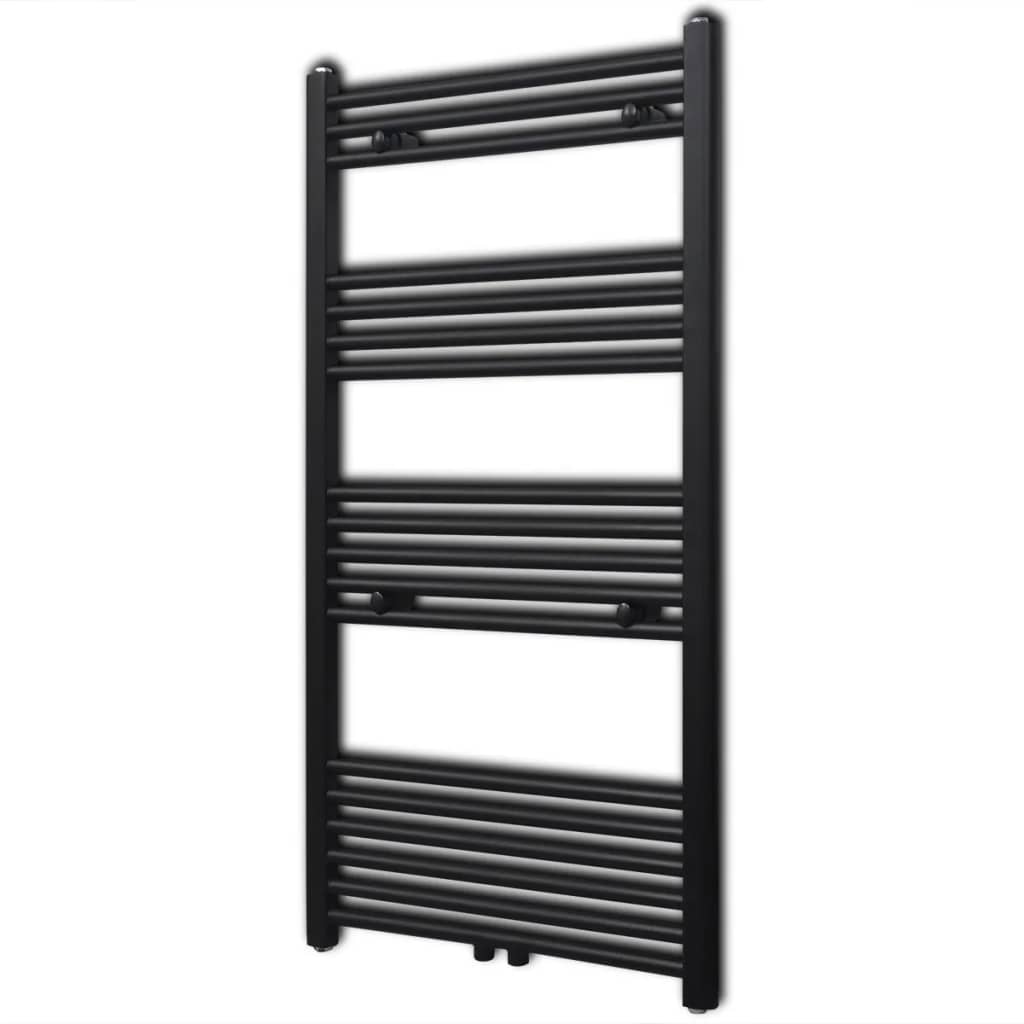 vidaXL Handtuchheizkörper Warmwasser Gerade Schwarz 600x1160 mm