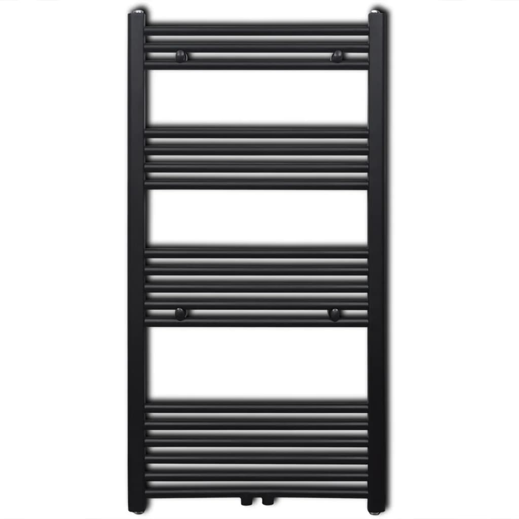 vidaXL Fekete fürdőszobai egyenes törölközőtartó központi fűtéssel 600x1160mm