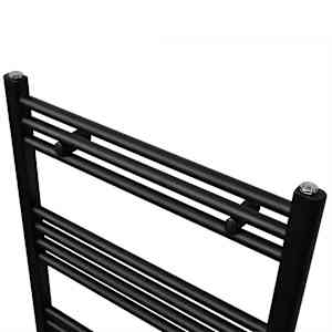 Černý žebříkový radiátor na ručníky rovný ústřední topení 600x1160 mm - obrázek 3