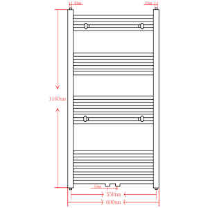 Černý žebříkový radiátor na ručníky rovný ústřední topení 600x1160 mm - obrázek 9