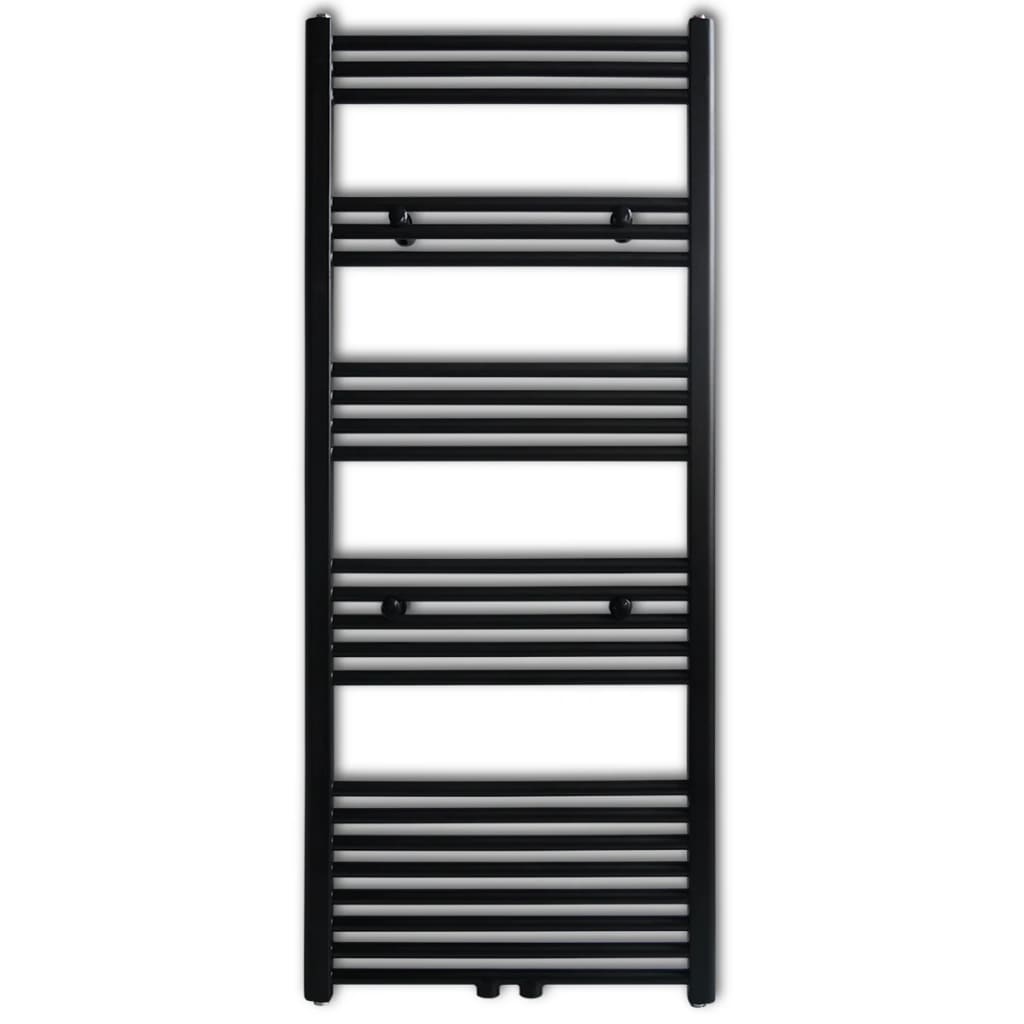 Black Bathroom Central Heating Towel Rail Radiator Straight 600x1424mm