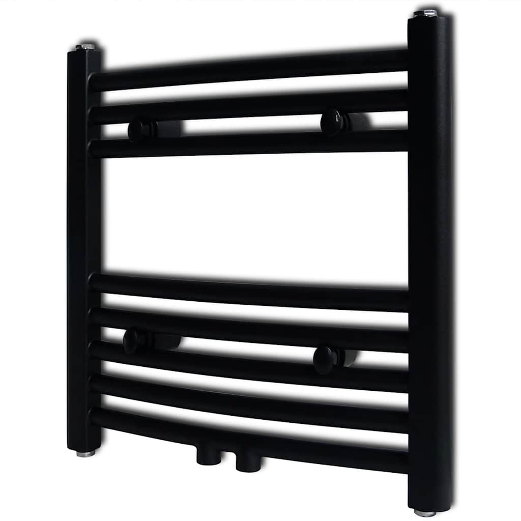 vidaXL Černý žebříkový radiátor obloukový ústřední topení 480 x 480 mm