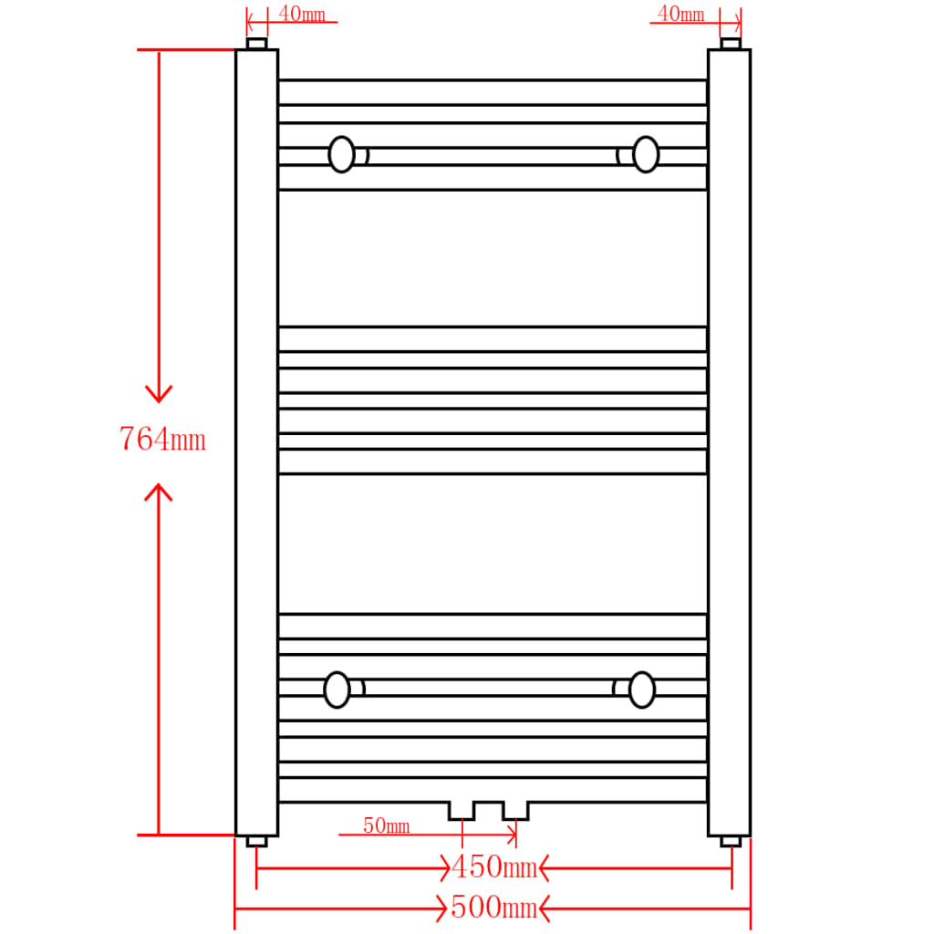 Černý žebříkový radiátor obloukový ústřední topení 500x764 mm