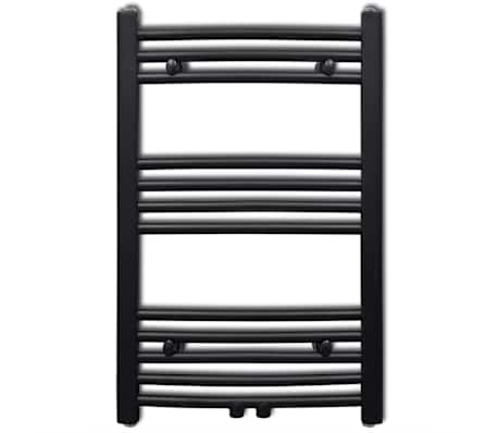 Radiator port-prosop &icirc;ncălzire baie, curbat, negru, 500 x 764 mm