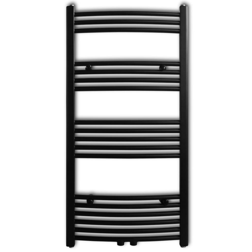 Black Bathroom Central Heating Towel Rail Radiator Curve 600x1160mm