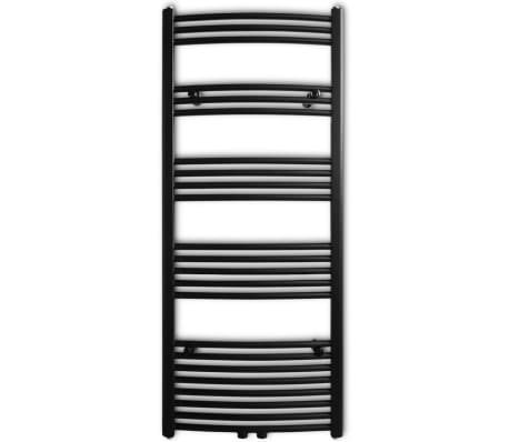 Black Bathroom Central Heating Towel Rail Radiator Curve 600x1424mm