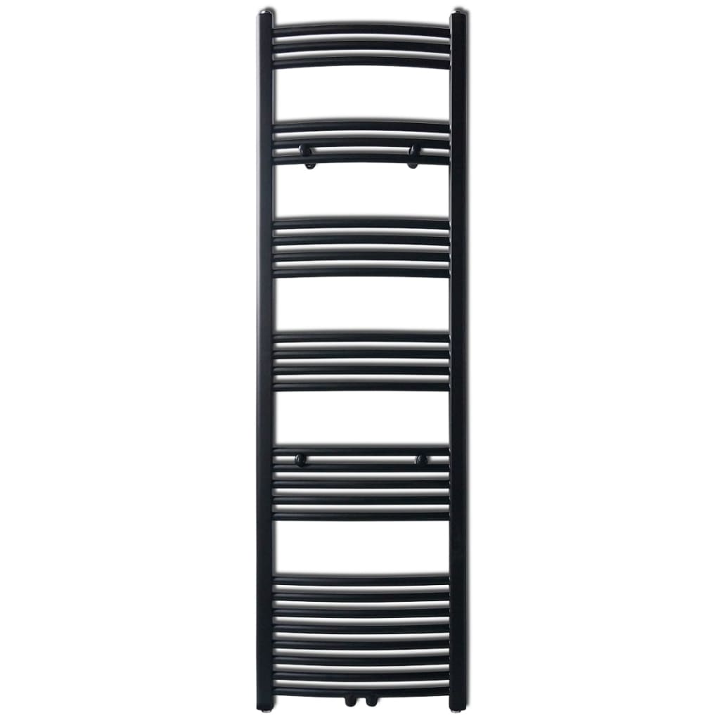 Black Bathroom Central Heating Towel Rail Radiator Curve 500x1732mm