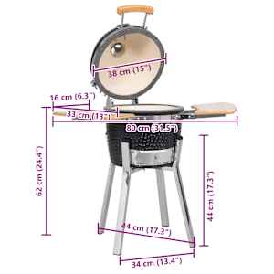 Kamado Zahradní gril a udírna keramický 33 cm - obrázek 10