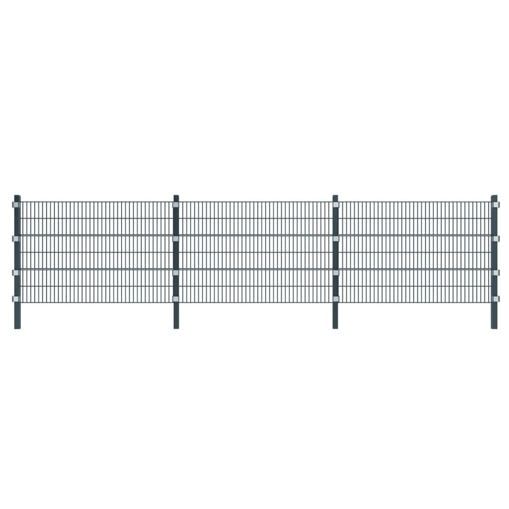 vidaXL Fence Panel with Posts 6x1.2 m Anthracite Grey