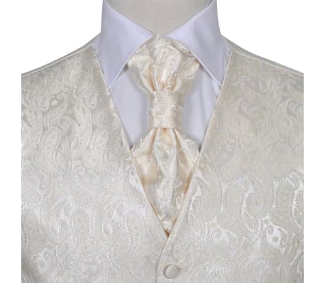 Men's Paisley Wedding Waistcoat Set Size 50 Cream