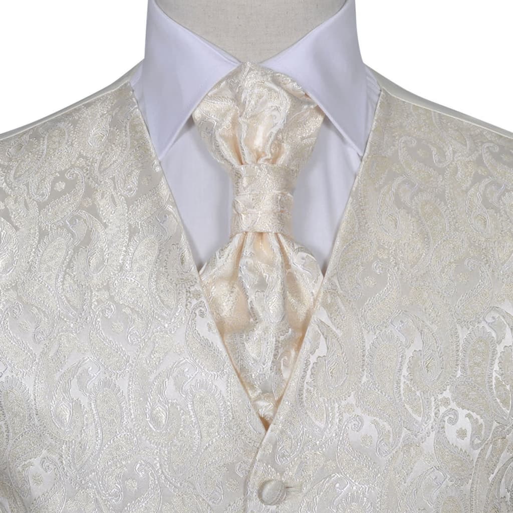 

vidaXL Gilet bruiloft paisleymotief set maat 56 crème