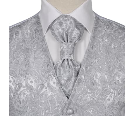 Men's Paisley Wedding Waistcoat Set Size 48 Silver