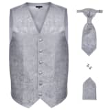 Conjunto colete casamento p/ homem estampa caxemira tam. 54 prateado