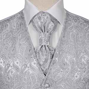 Pánský svatební set vesta Stříbrná 56 Polyester - obrázek 3