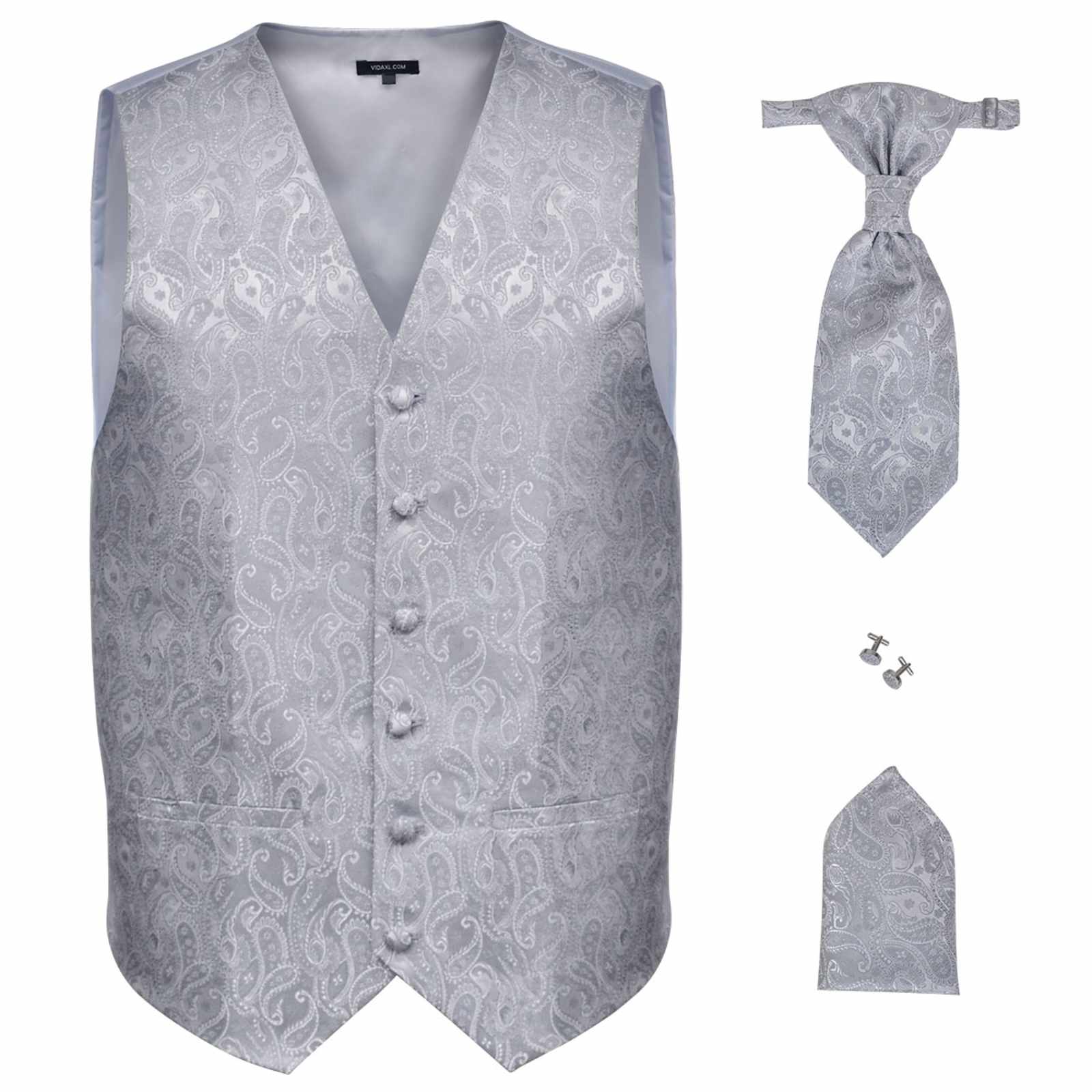 Thumbnail - vidaXL Hochzeitswesten Set für Männer Silber 56 Polyester