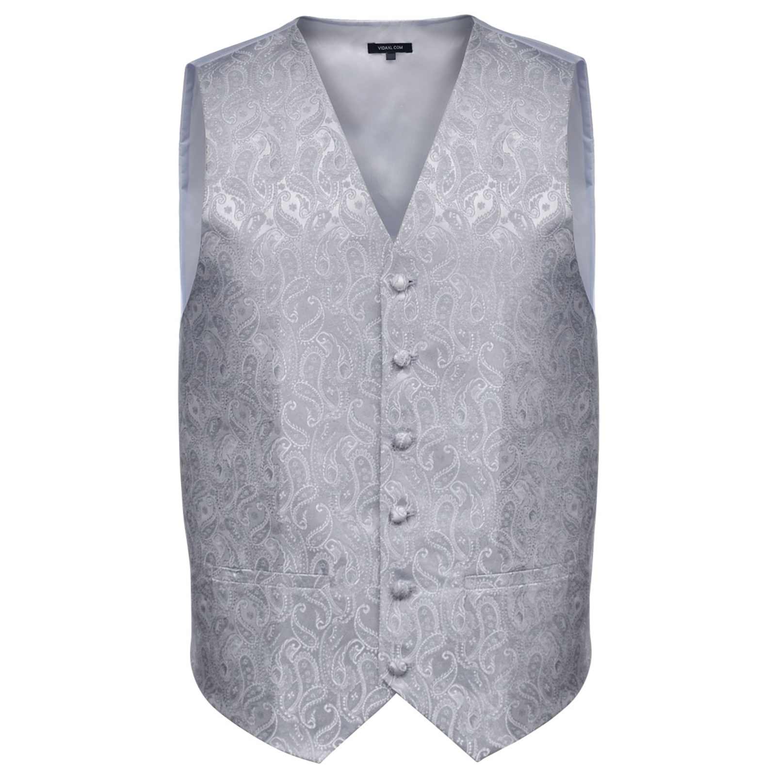 vidaXL Hochzeitswesten Set für Männer Silber 56 Polyester – Bild 4