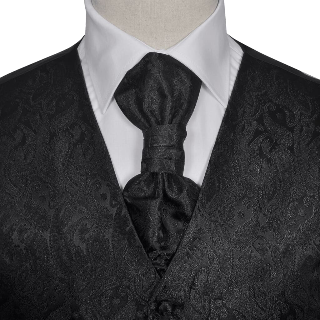 Men's Paisley Wedding Waistcoat Set Size 50 Black