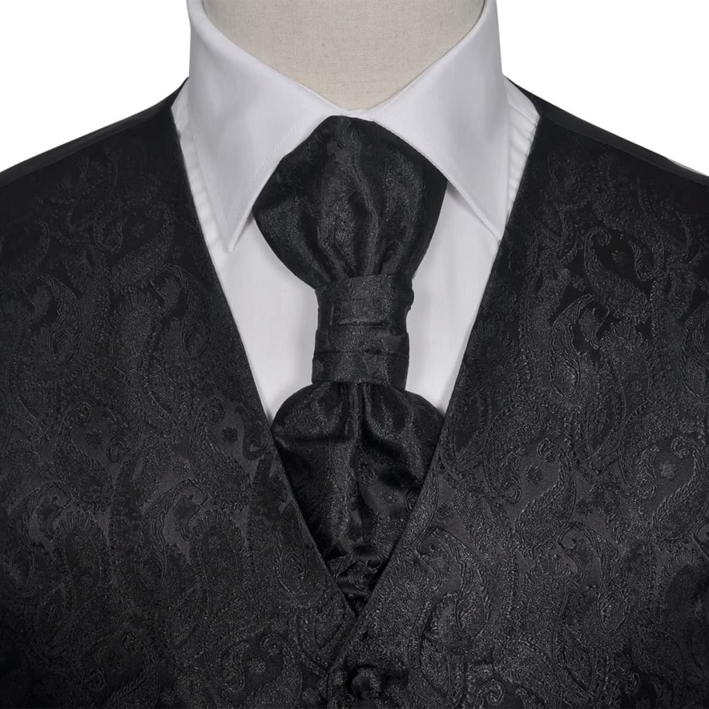 130841 Men's Paisley Wedding Waistcoat Set Size 54 Black