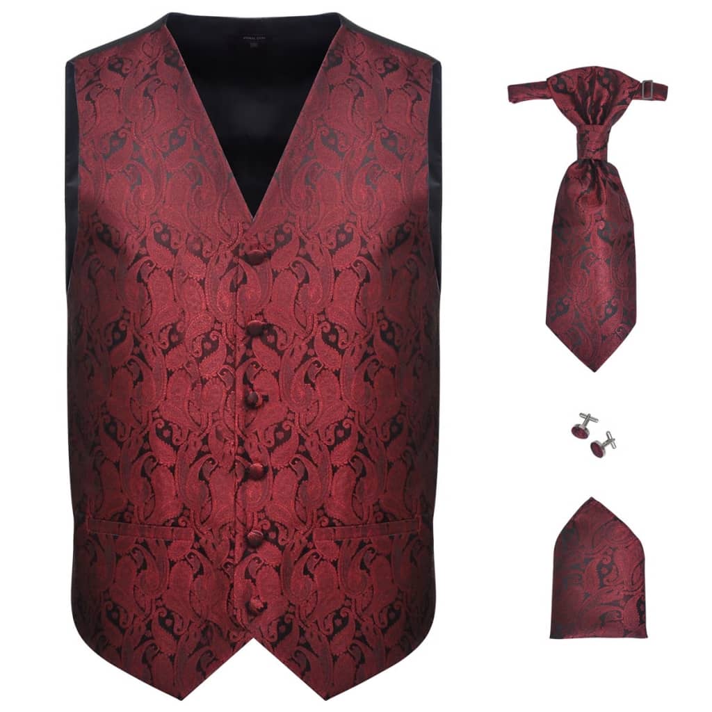 vidaXL Paisley bruidsvestset voor heren maat 54 bordeauxrood