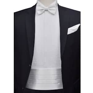 Set pajarita y faja para boda de hombre, color blanco